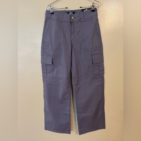 Hollister Wide Leg Cotton Blue Cargo Style Pants Size 27/30 NWT - Picture 1 of 11